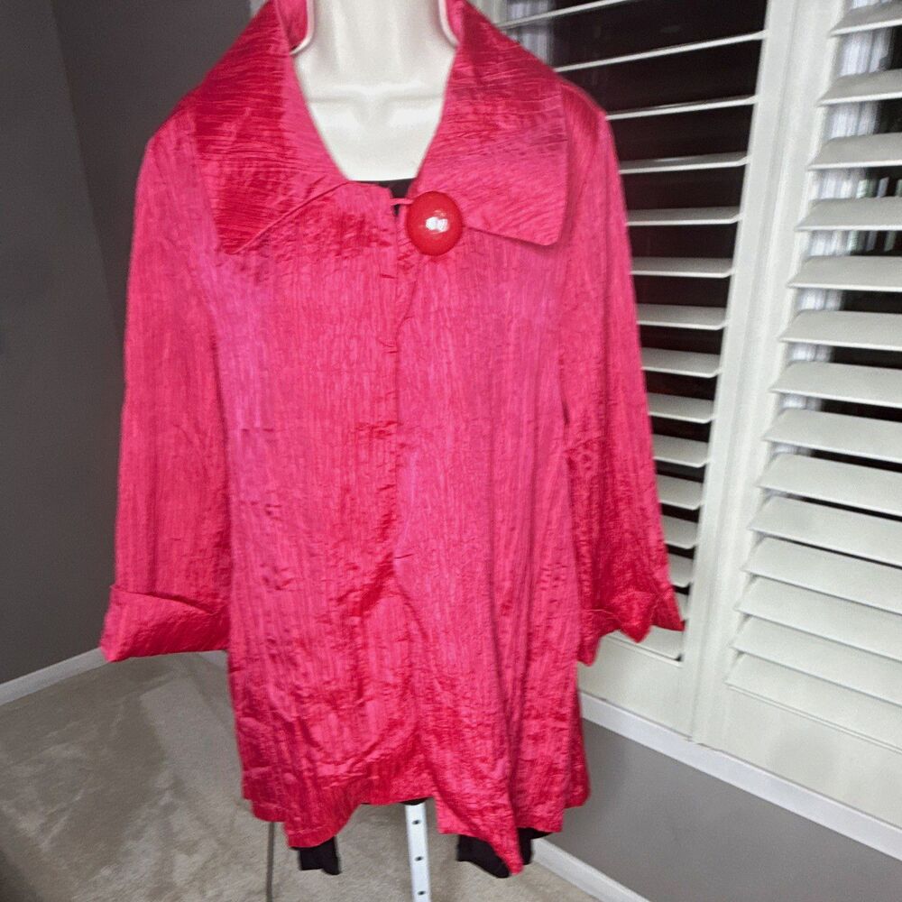Kerenhart Women Pink Lightweight Button Front Mid-Length Jacket Relaxed Fit M